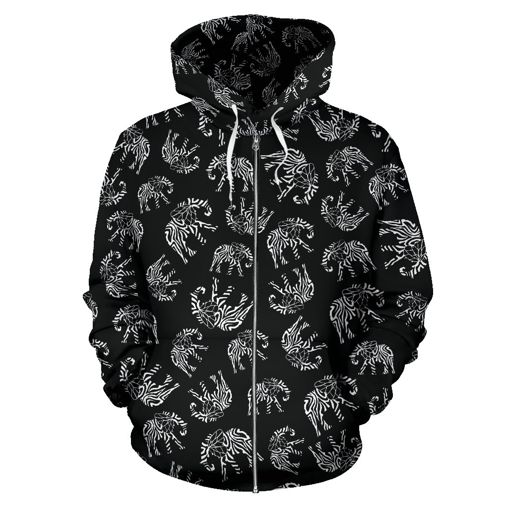 Elephant Tribal Zip Up Hoodie