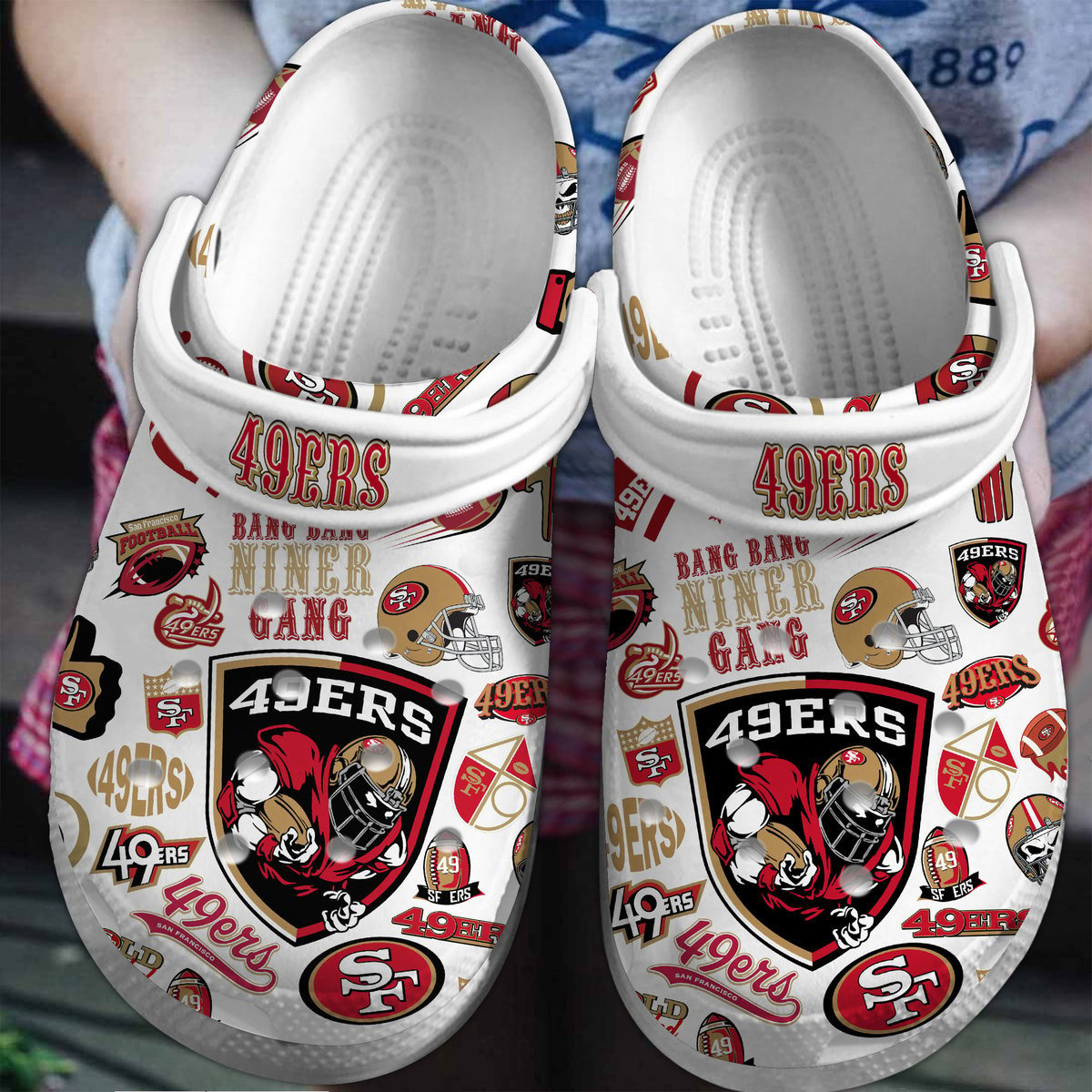 San Francisco 49ers NFL Sport Crocs Crocband Clogs Shoes Comfortable For Men Women and Kids 5