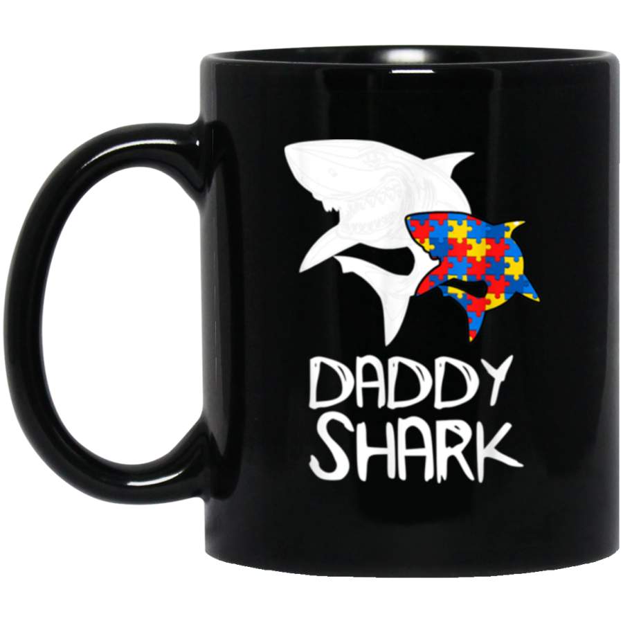 Daddy Shark Autism Awareness for Dad Father Trending Mug 11 oz 15 oz Black Mug