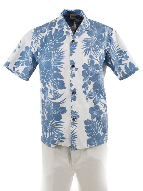 Hibiscus Panel Blue White Amazing Design Hawaii Shirt Ha55173