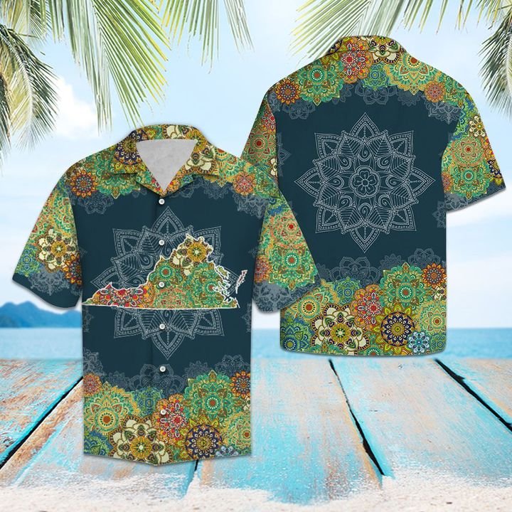 Virginia Floral Mandala Hawaiian Shirt Summer Button Up For Men, Women, Couple