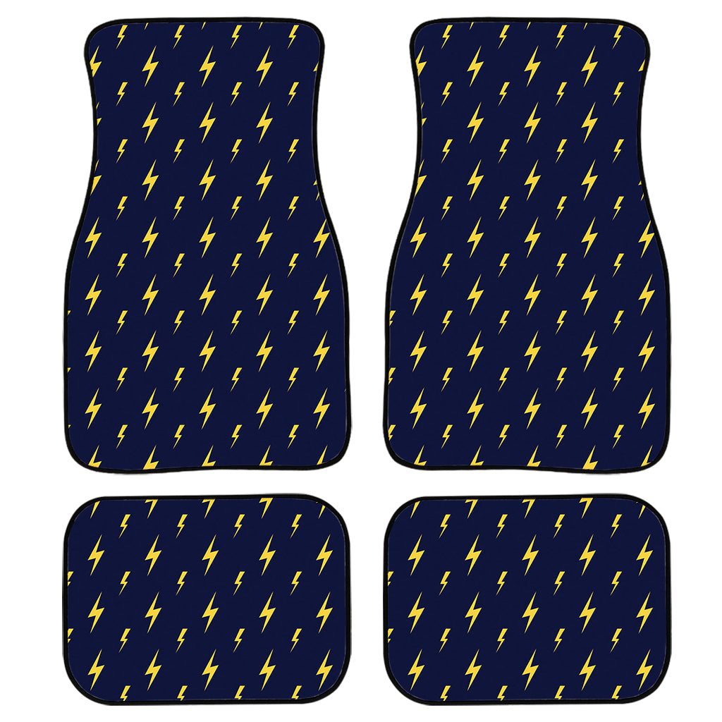 Yellow Lightning Bolts Pattern Print Front And Back Car Floor Mats, Front Car Mat