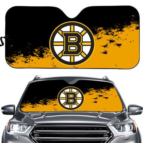 Boston Bruins Logo Print Car Sun Shade 3D Printed In Yellow & Black