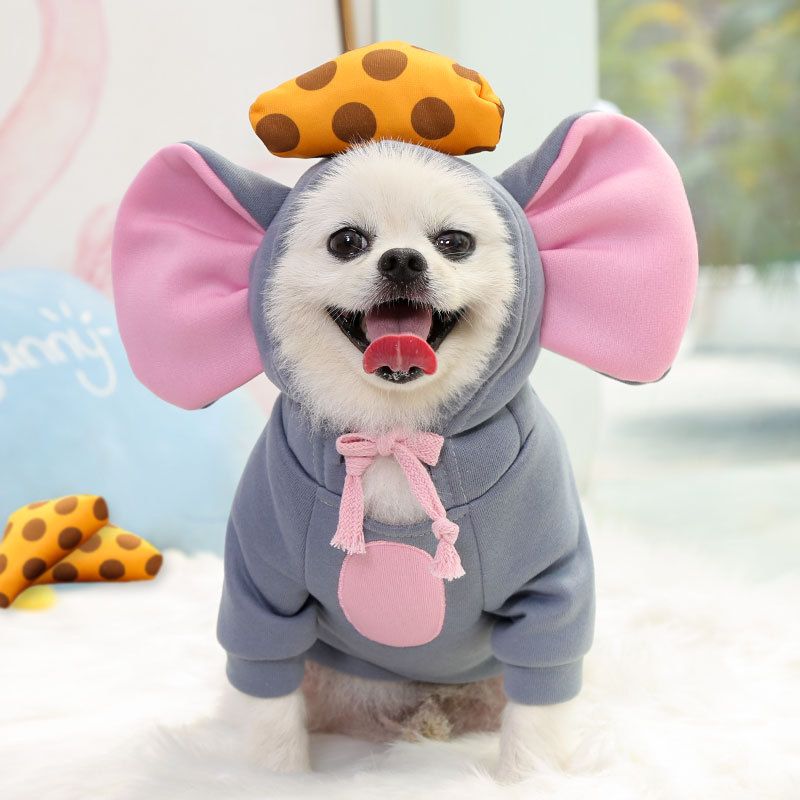 Cats dogs big ears sweater pet cute fleece warm jacket kitten puppy jacket Teddy transformed into small medium-sized dog clothes alx