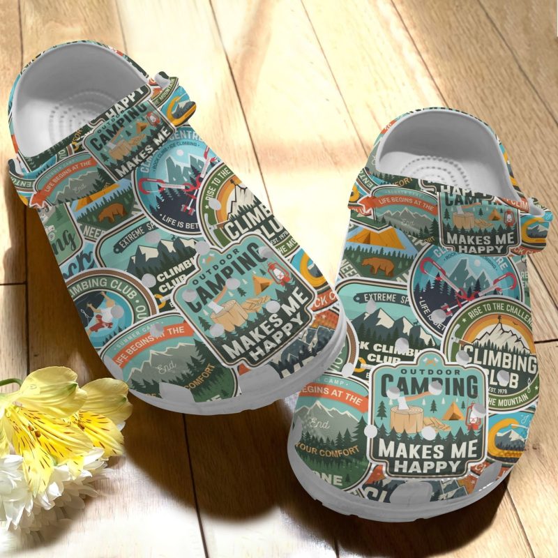 Camping Tag Outdoor Shoes – Outdoor Camping Makes Me Happy clog Birthday Gift