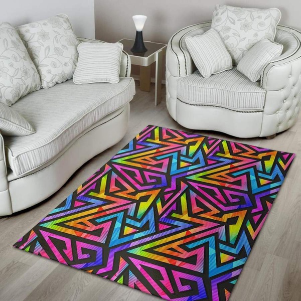 Rainbow Geometric Abstract Area Rug