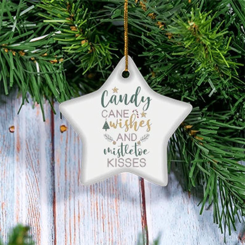 Candy Cane Wishes & Mistletoe Kisses Star Ornament