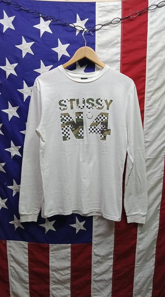 Mega Vintage Stussy No 4 Big Logo Shirt Skate Skaterboard Pop Art Streetwear Shirt