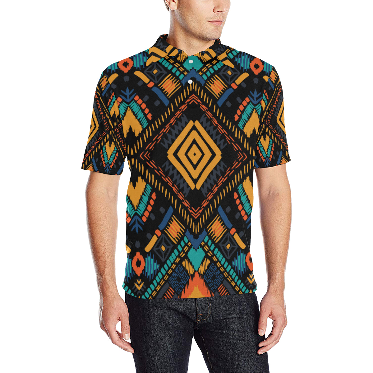 Kente Pattern Print Design 05 Men Polo Shirt