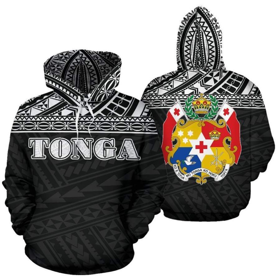 Tonga All Over Hoodie – Polynesian Black Version – BN01