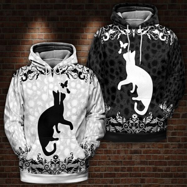 Cat Black & White Couple Hoodie