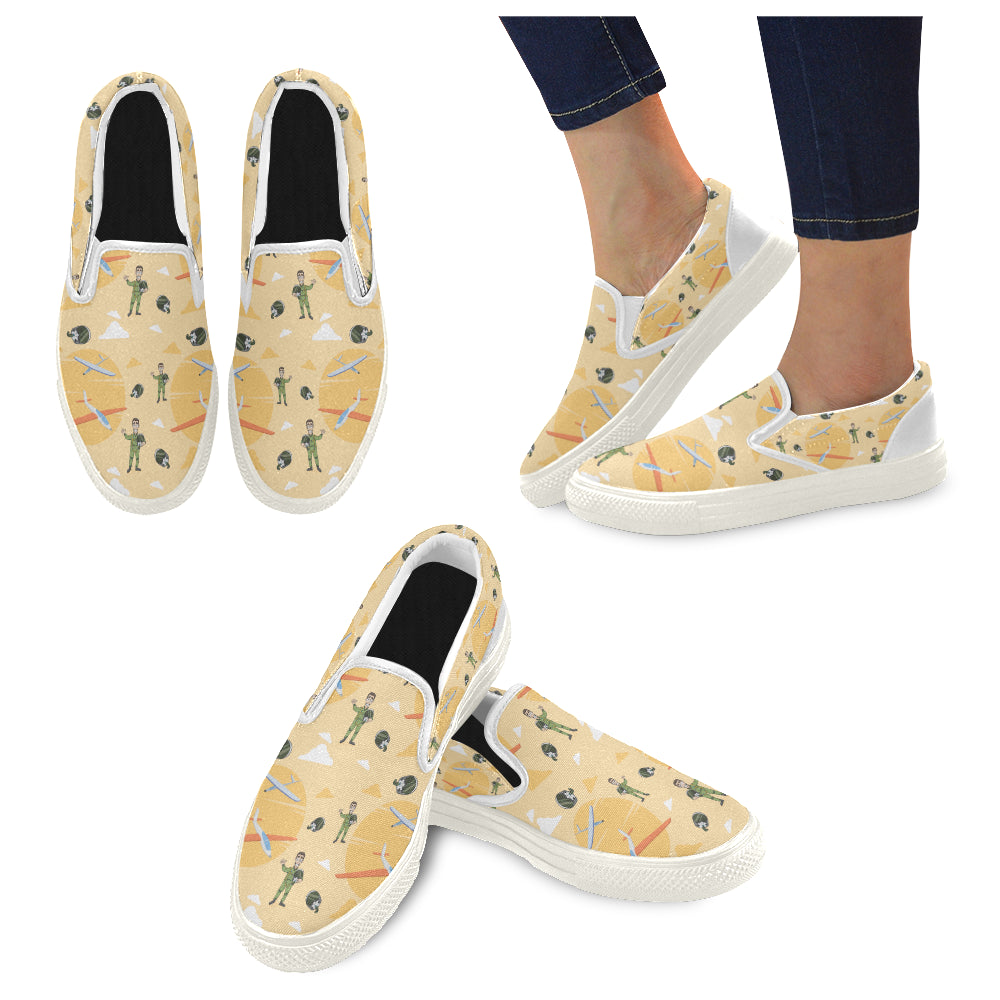 Pilot Pattern White Women’s Slip-on Canvas Shoes