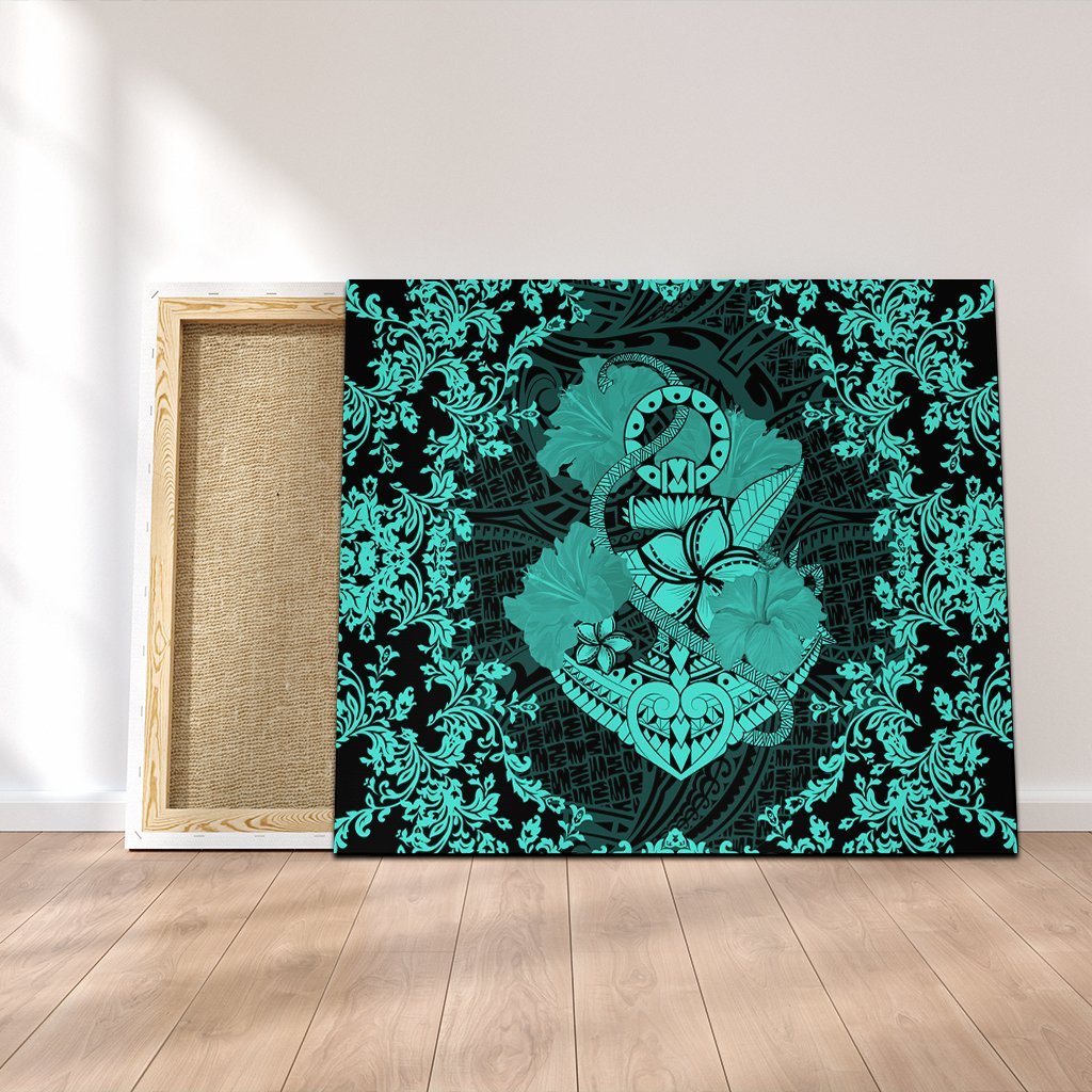 Hawaii Anchor Hibiscus Flower Vintage Canvas – AH – Turquoise – J5C