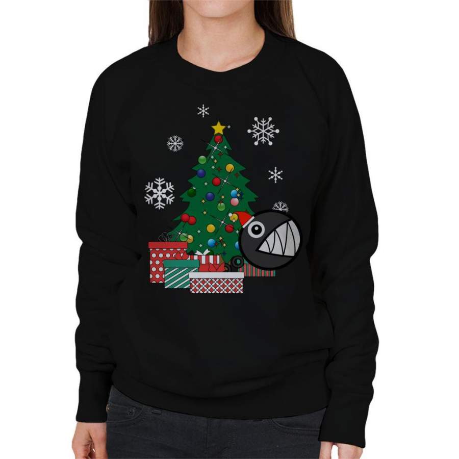 Chain Chomp Around The Christmas Tree Mario Women’s Sweatshirt