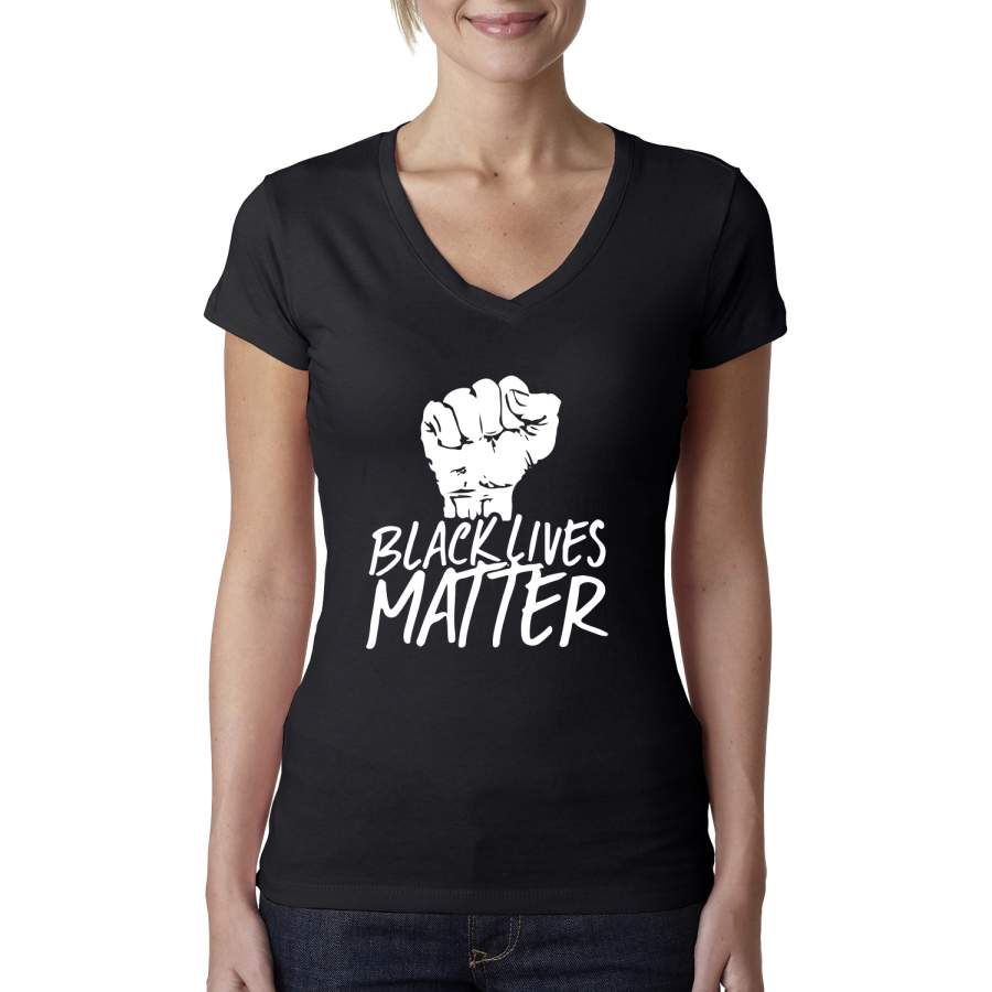 Black Lives Matter History Power Pride Movement Together Pop Culture Womens Junior Fit V-Neck Tee