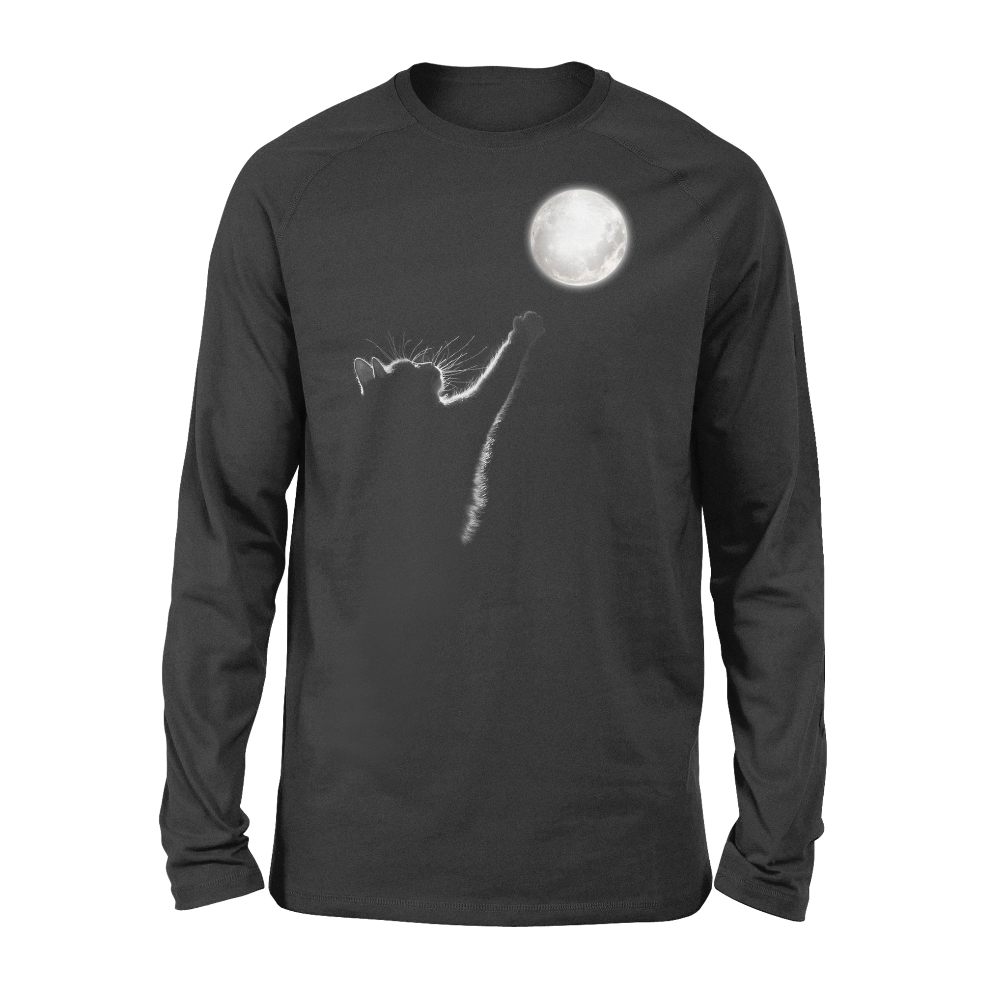 Cat Silhouette Reaching For The Moon For Cat Lover – Premium Long Sleeve