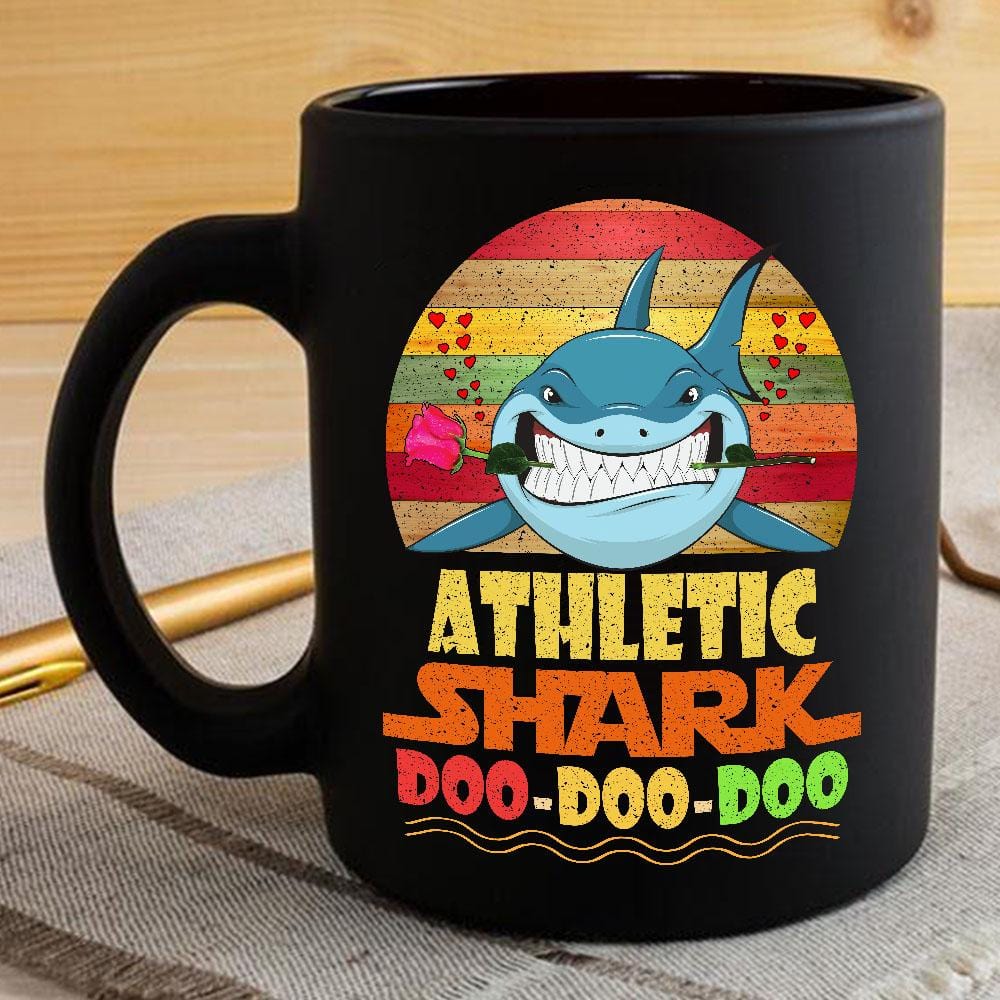 Vintage Athletic Shark Doo Doo Doo Coffee Mug Retro Shark And Rose Womens Custom Father’s Day Mother’s Day Gift Idea BPS244