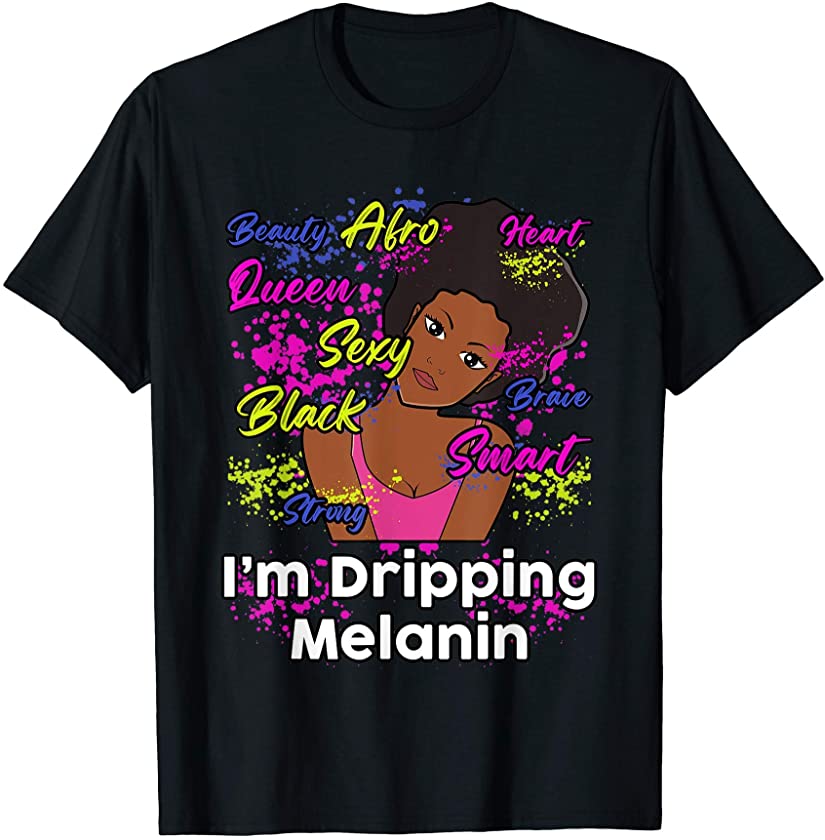 Strong Black Woman Afro Word Art Natural Hair Melanin T-Shirt