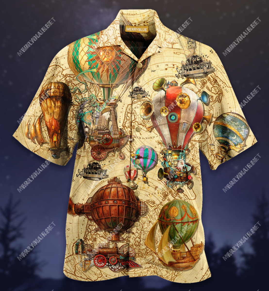 Fly High Far With Air Balloon Steampunk Unisex Hawaii Shirt Ha80494