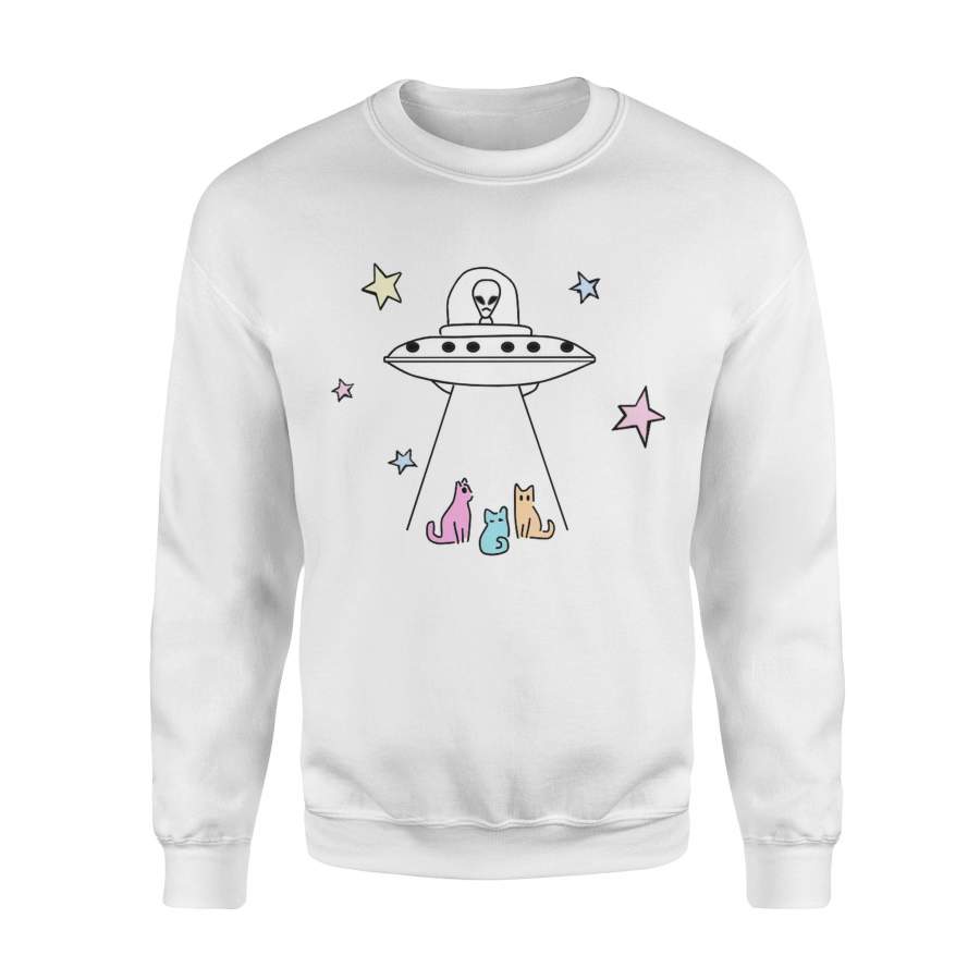 Alien’s UFO and Cat SweatShirt The cute kittens are stolen funny