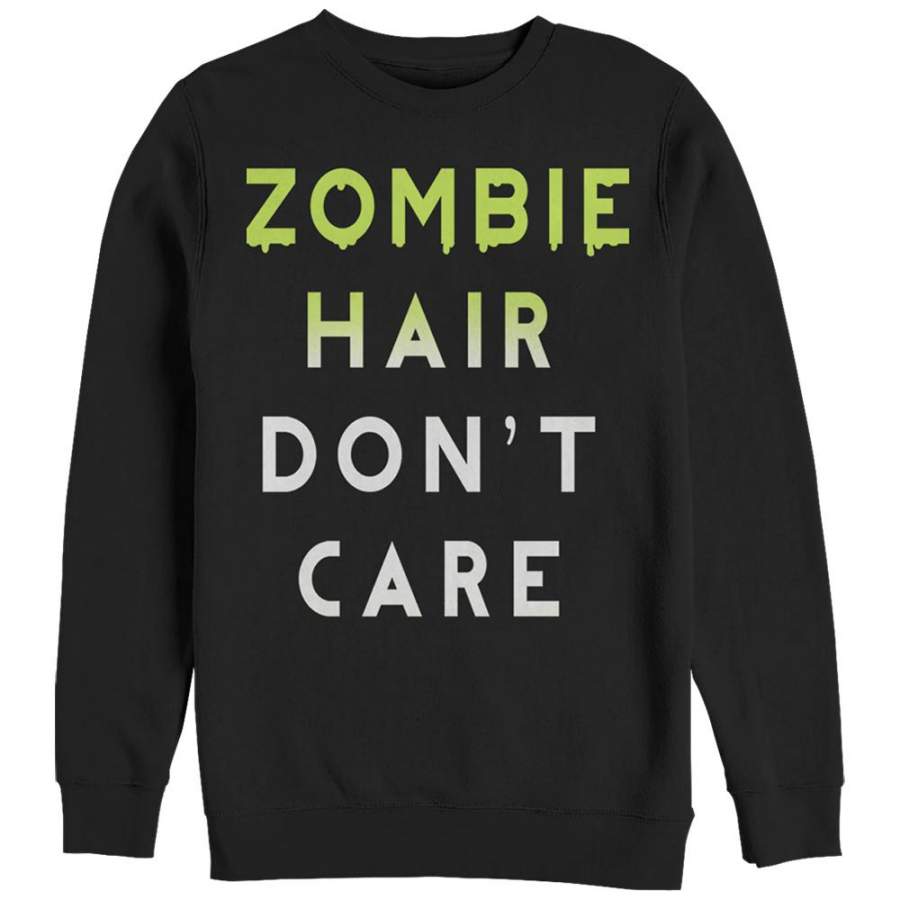 CHIN UP Women’s Halloween Zombie Hair Don’t Care  Sweatshirt Black S