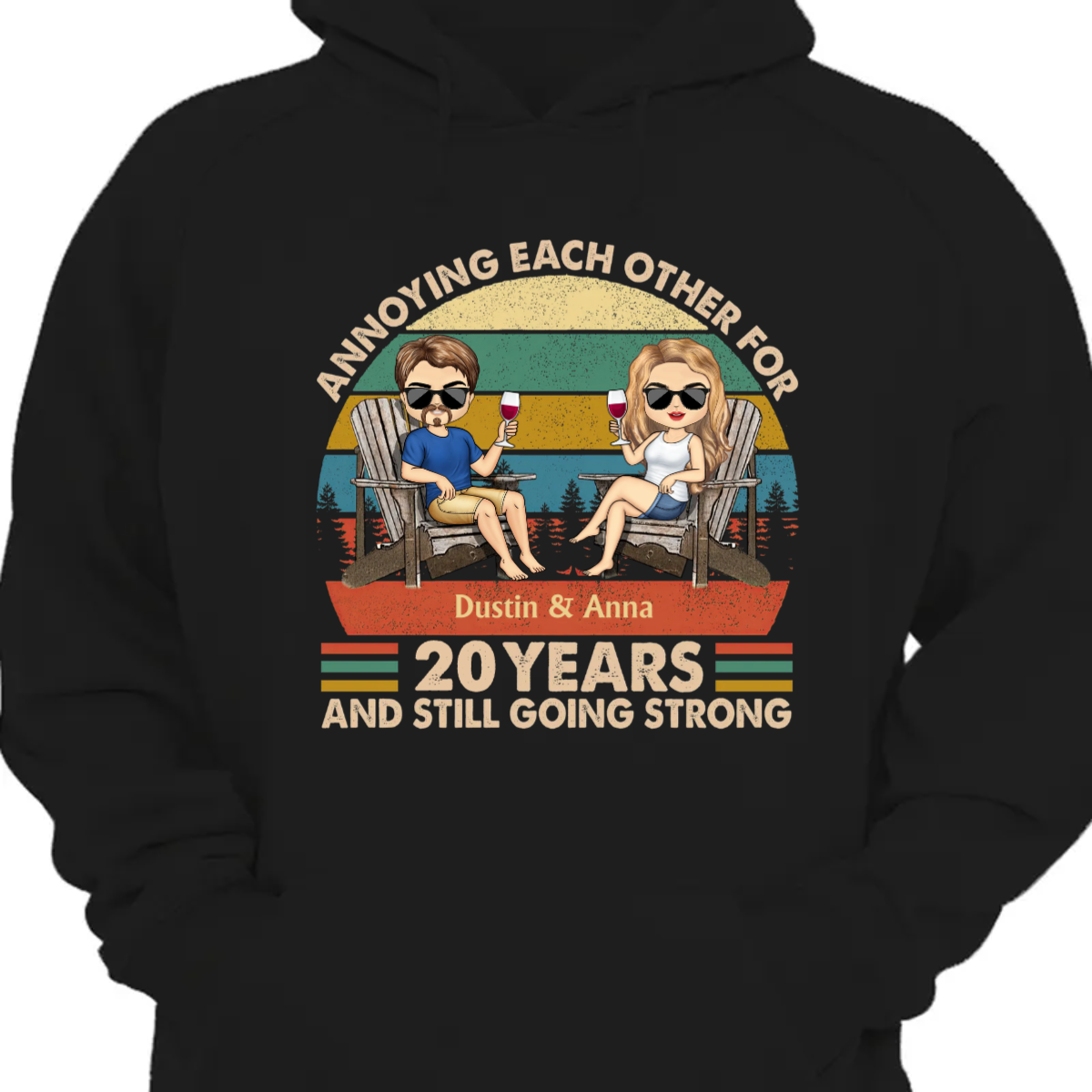 Annoying Each Other Chibi Retro – Gift For Couples – Personalized Custom Hoodie Sweatshirt
