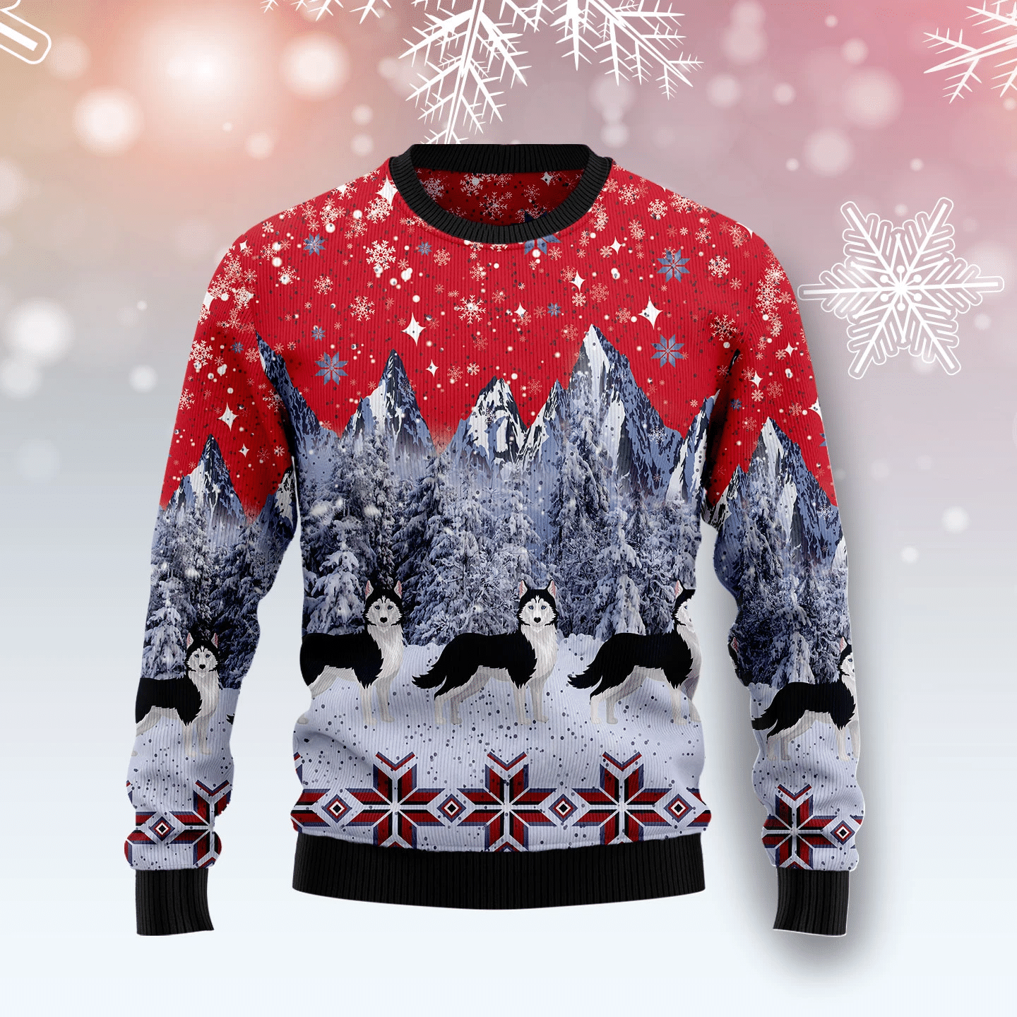 Siberian Husky Snow Christmas Ugly Sweater