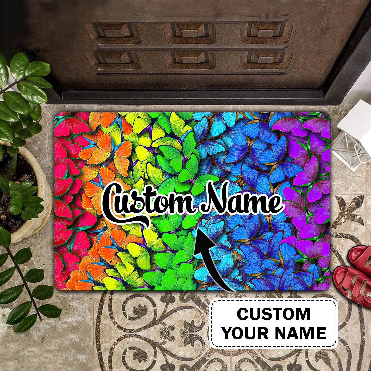 Lgbt Butterfly Doormat – Personalized Name 3D – Butterfly Vn96 115