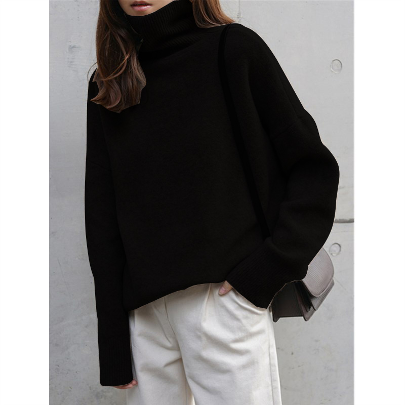 Cashmere sweater women’s Pullover high neck thickened solid sweater 22 autumn winter new loose knit alx