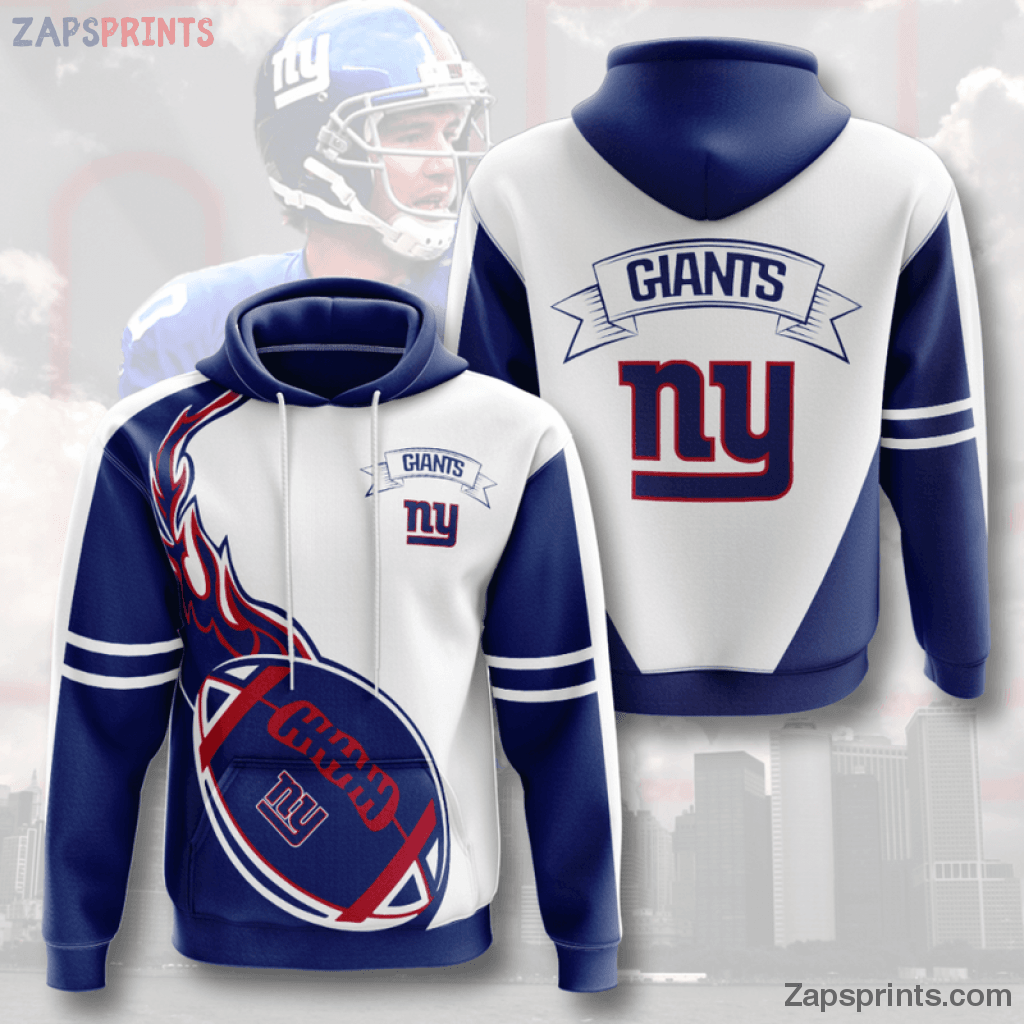 New York Giants White And Blue 3D Hoodie Gift For Fan Football Lovers