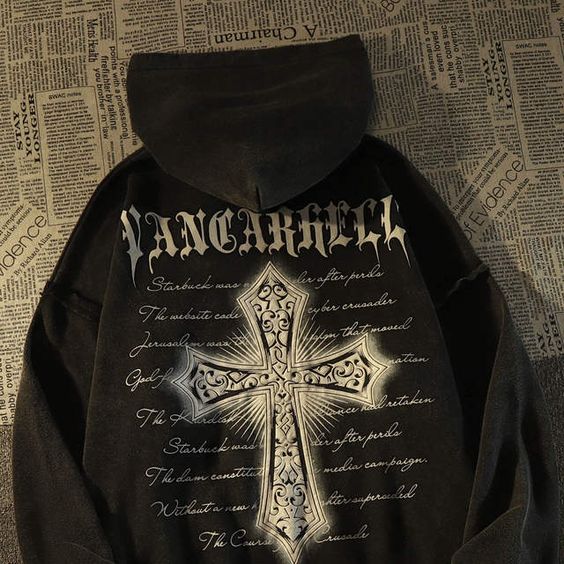 The Sign Of The Cross Printing Hoodie Outfit  For Men  For Women