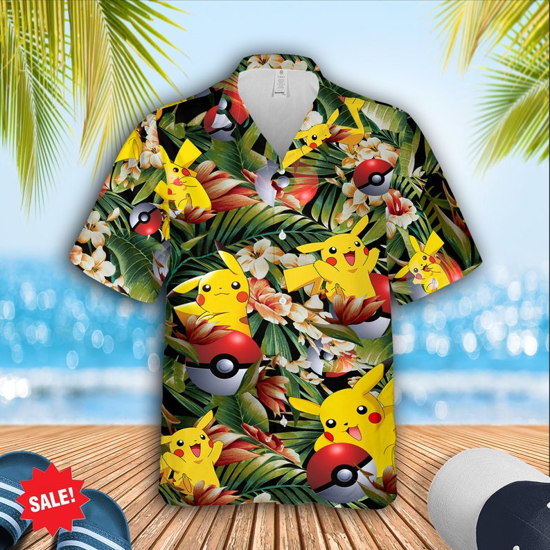 Pikachu Pokemon Pokeball Tropical Forest All Over Print Hawaii Shirt Ha52270