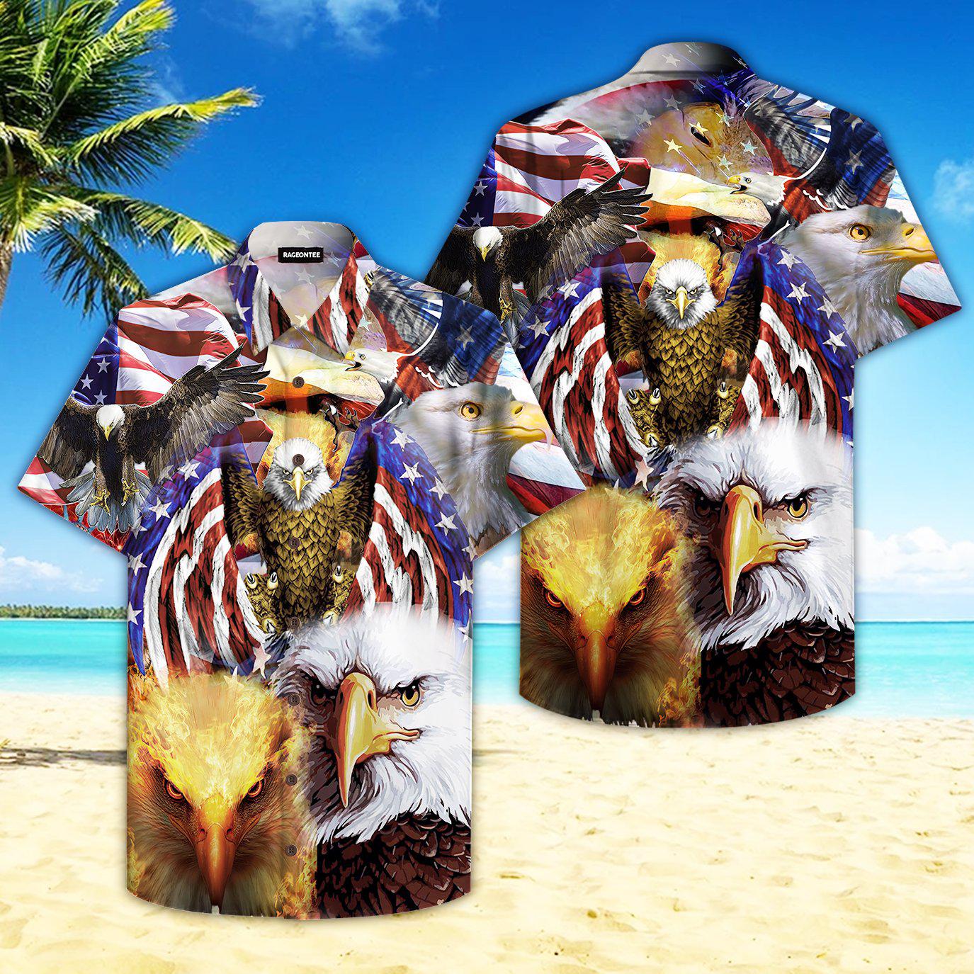 Eagle And America Flag Hawaii Shirt For Men Women Ha88480