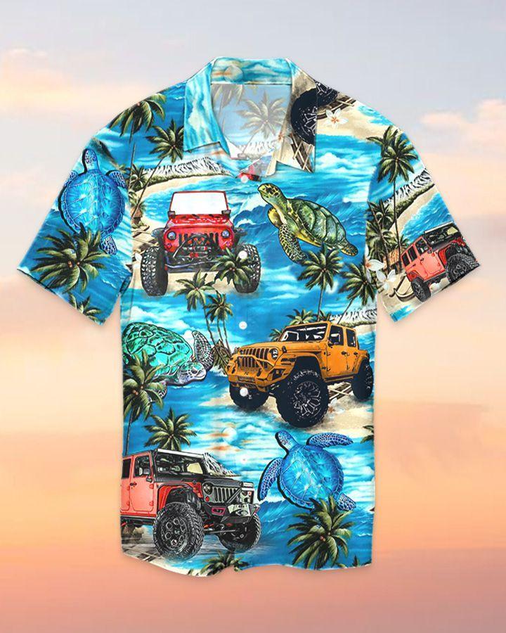 Hawaii Aloha Shirt Made In Jeep Turtle On The Beach Ha11183