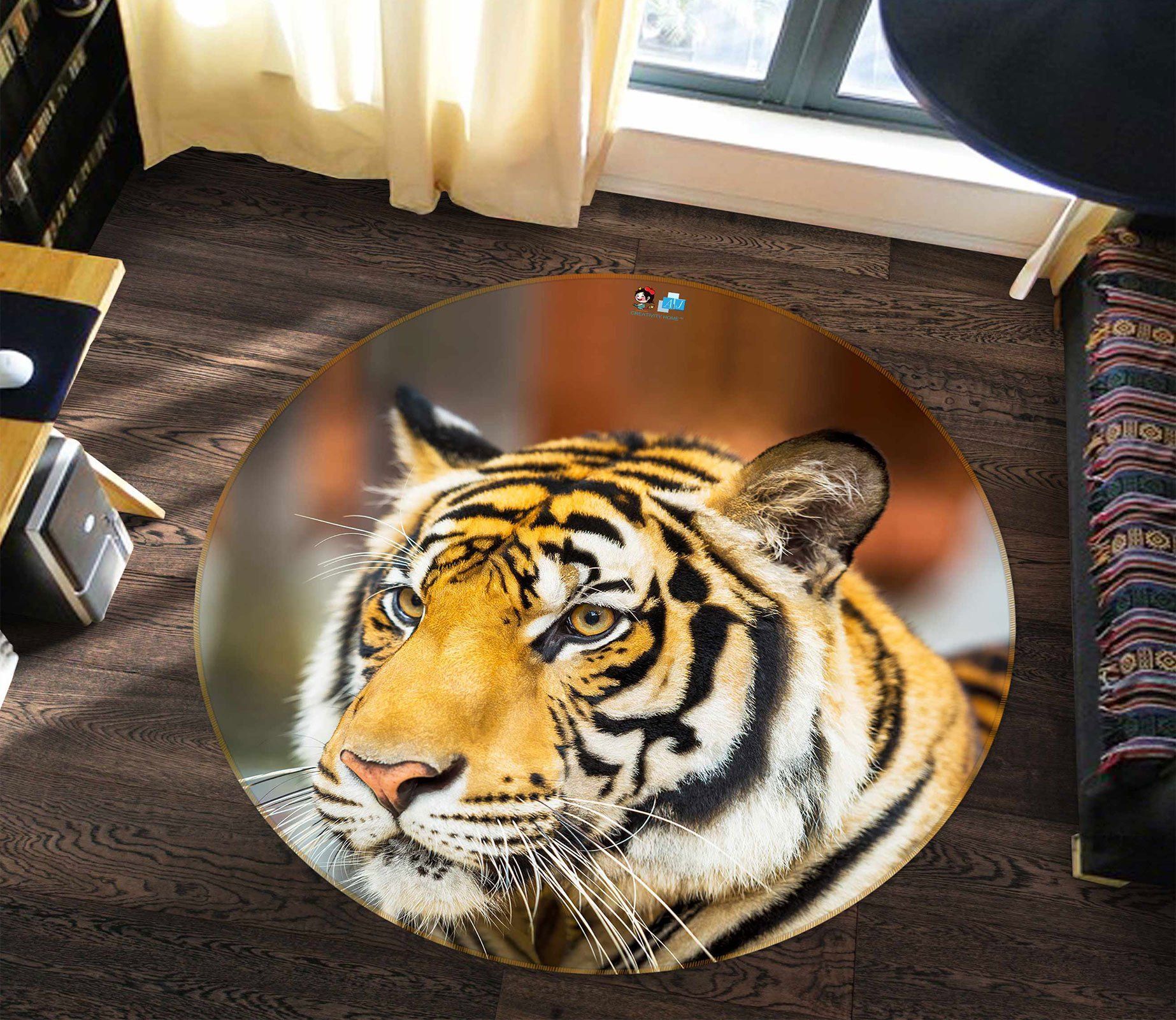 3D Tiger 81178 Round Rug – Round Carpet Home Decor