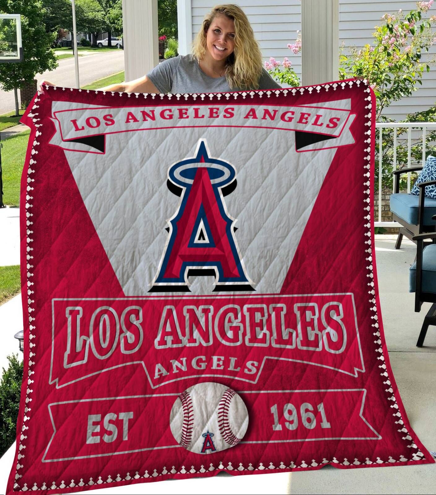 Los Angeles Angels 3D Quilt Blanket, Fleece Blanket