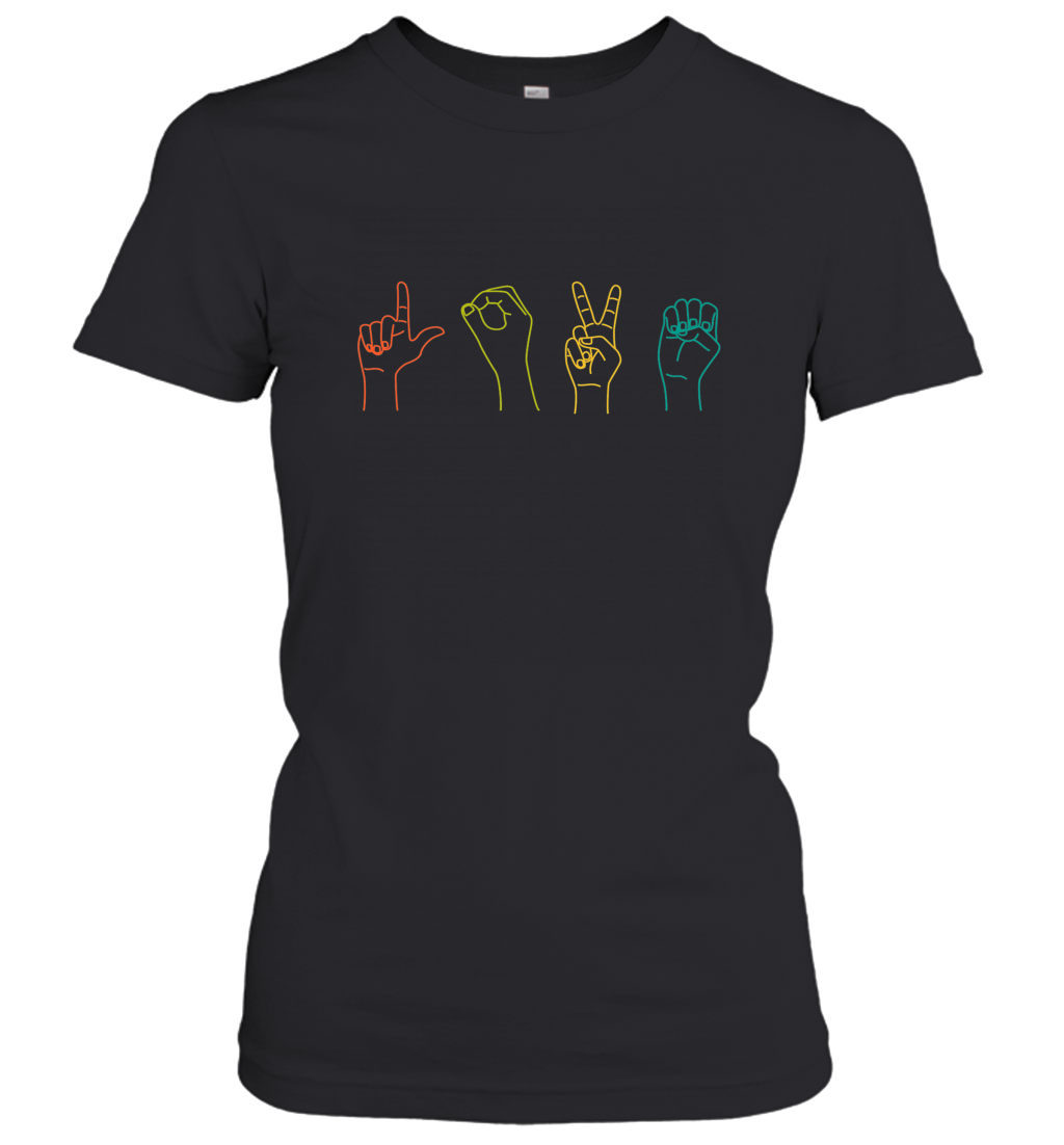 Love ASL Sign language Alphabet Valentines Day Gift idea Women’s T-Shirt