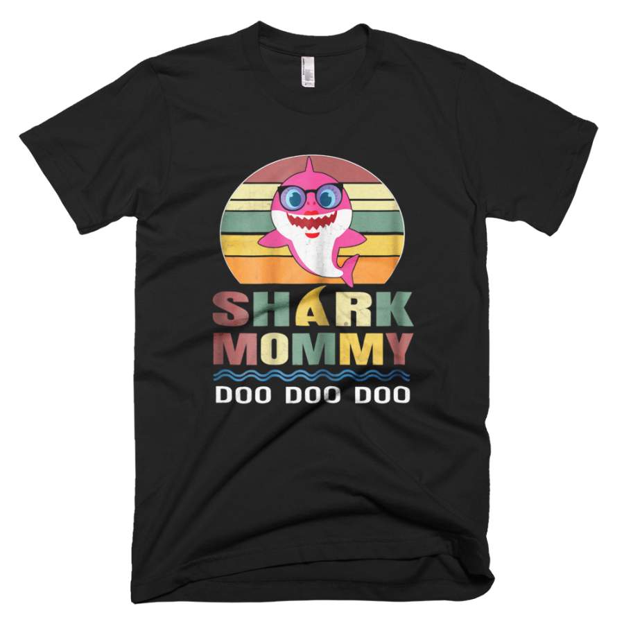 Womens Retro Vintage Mommy Shark T-Shirt Doo Doo Doo Women Gift