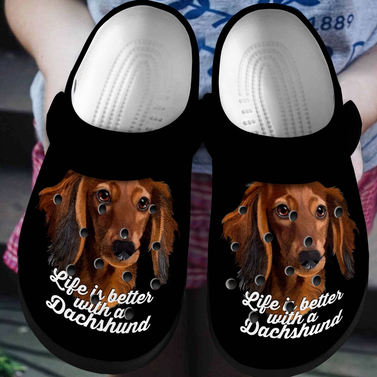 Dachshund Personalized Clog, Custom Name, Text, Color, Number Fashion Style For Women, Men, Kid, Print 3D Life Is Better With A Dachshund