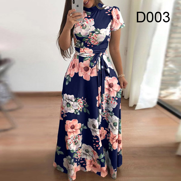 Autumn And Winter Women’s New Style 2022 Dress Print Street Long-sleeved High-neck Tie Long Casual alx