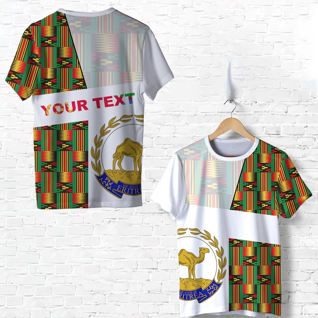 (Custom Personalised) Eritrea T-Shirt Kente Pattern Lt13