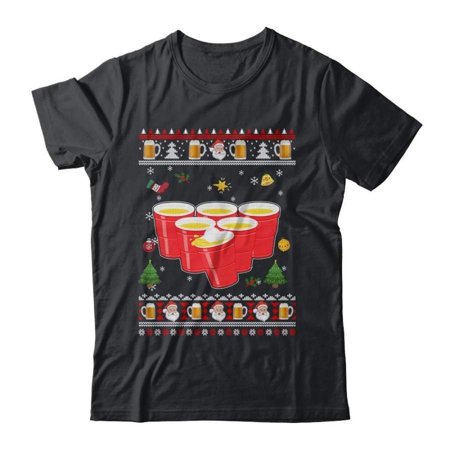 Beer Pong Drinking Game Ugly Christmas Sweater Funny Gift