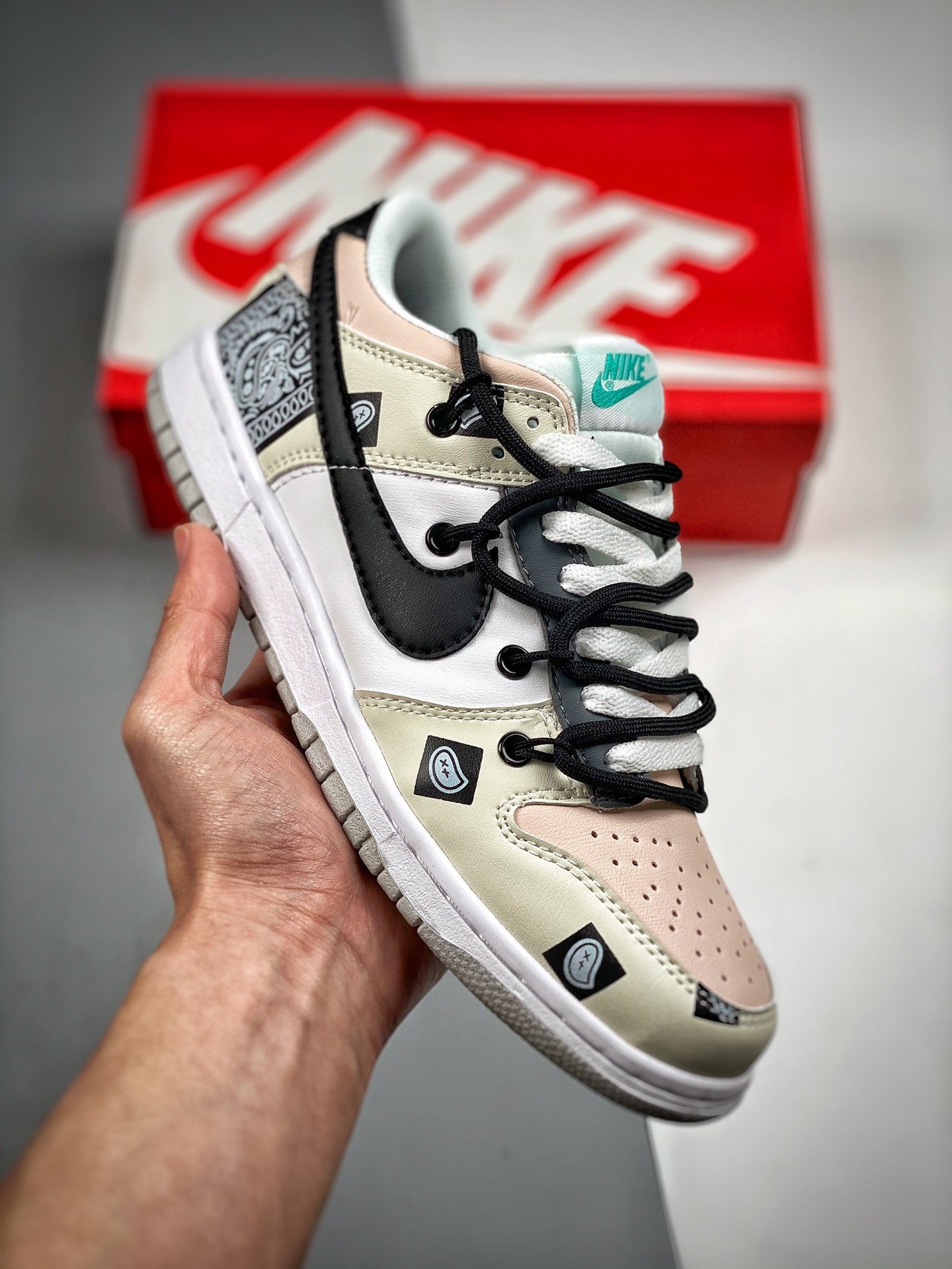 Custom Nike Dunk Low Retro Beige White Black 5340977