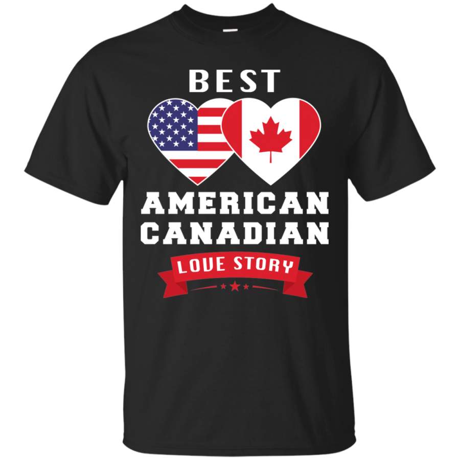 AGR Best American Canadian Love Story Flags Heart Couple Shirt