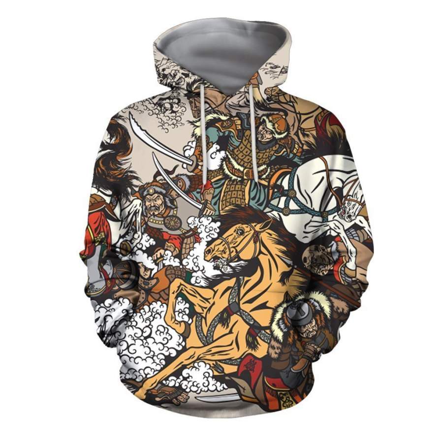 3D All Over Print Mongol Warrior Hoodie