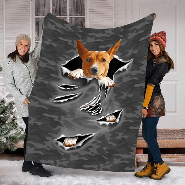 Personalized Dog Gift – Basenji Puppy Scratch Dog Torn For Dog Lovers – Fleece Blanket