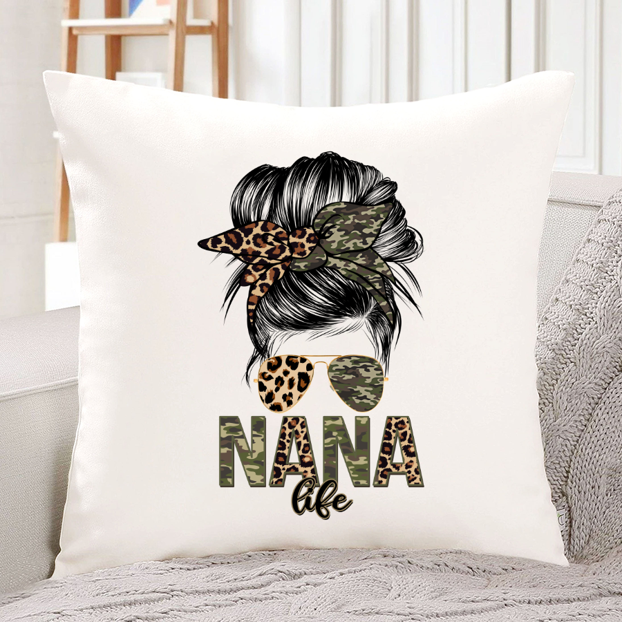 Nana Grandma Life Camo Leopard Pillow