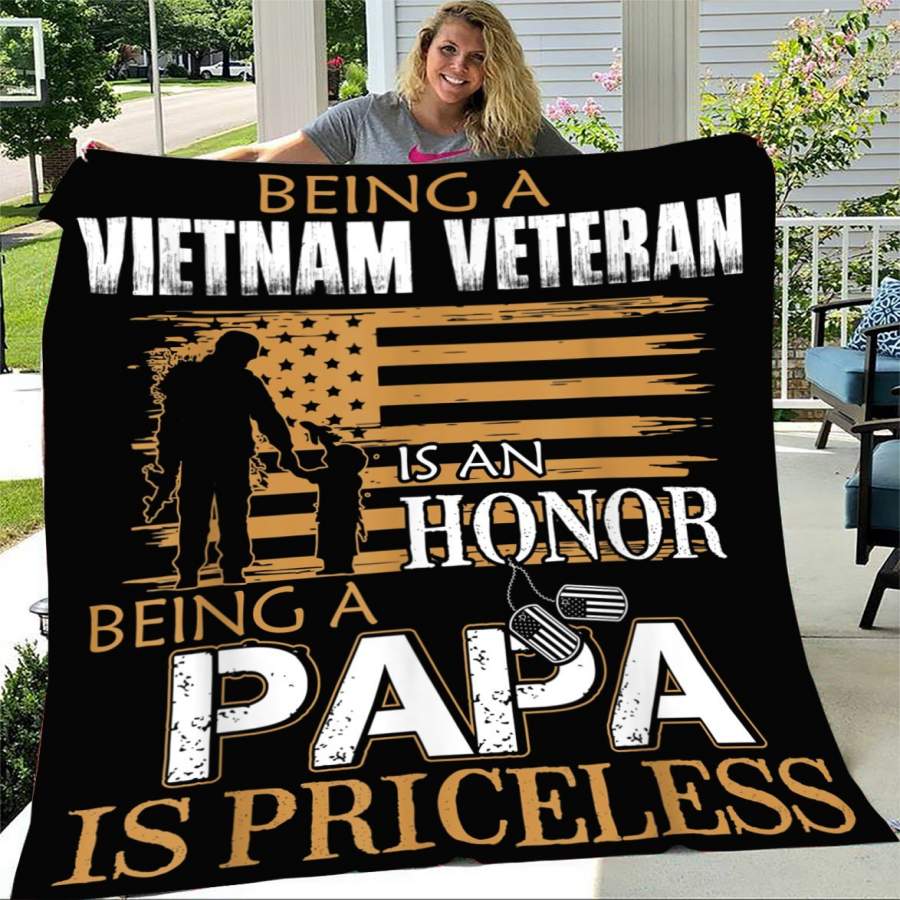 Customs Blanket Vietnam Veteran Is An Honor Papa Is Priceless Blanket – Fleece Blanket