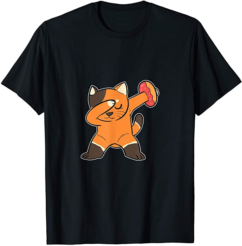 Anime Cat Donut Dabbing Doughnut Themed Foodie Kitten Dab T-Shirt