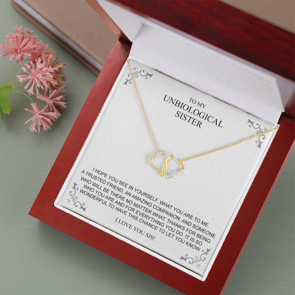 To My Unbiological Sister Everlasting Love Necklace 14K Gold, Gift For Friend